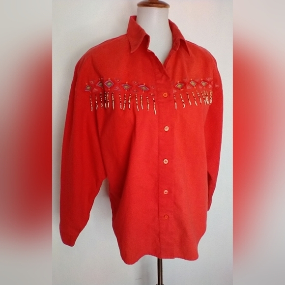 VINTAGE SOUTHWESTERN COTTON BLOUSE - Picture 2 of 11